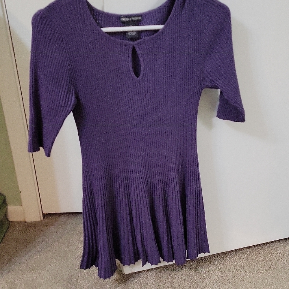Chelsea & Theodore Purple Ribbed Dress